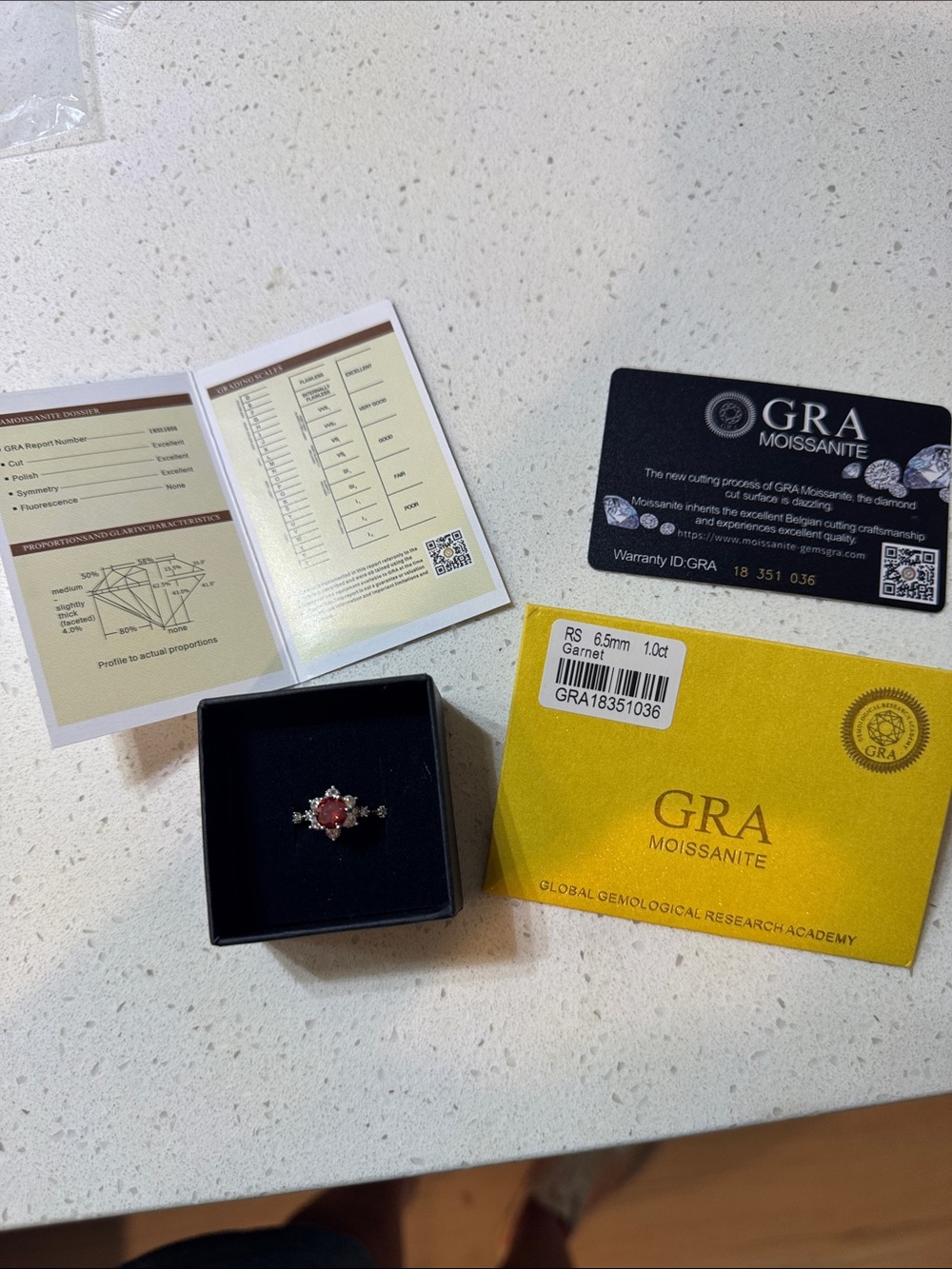 GRA Women’s Red Moissanite Halo Ring
